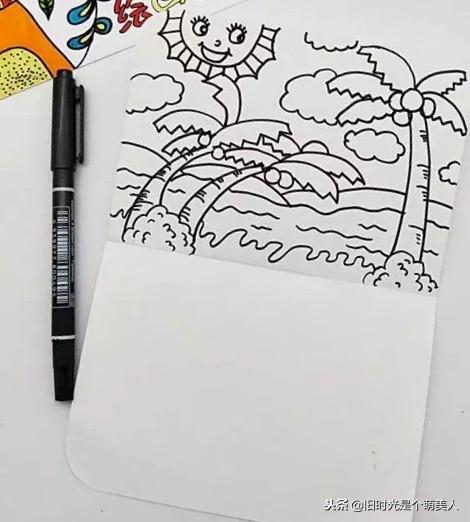 海边沙滩风景儿童画简单（儿童画分享美丽的沙滩）(2)